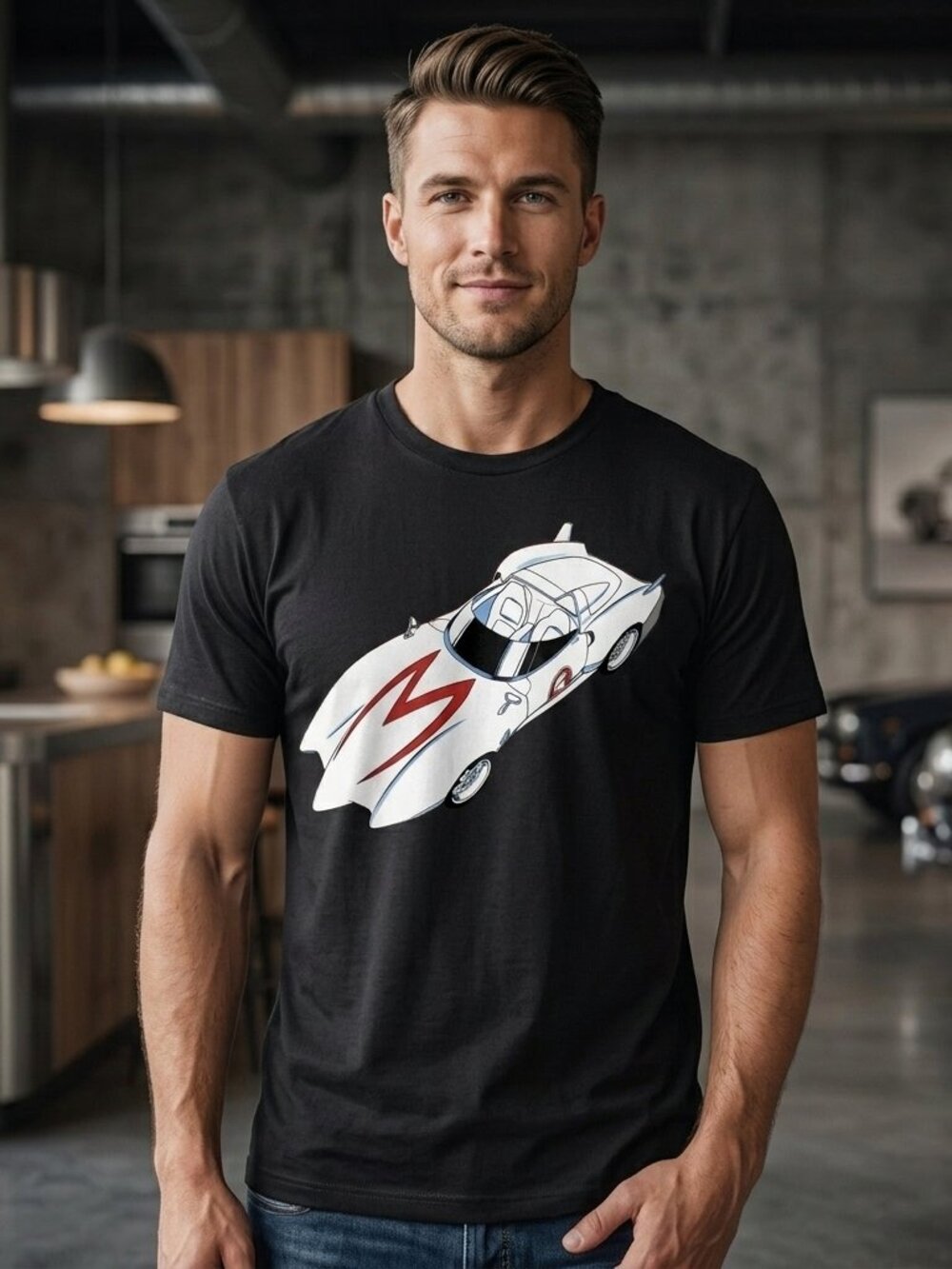 Retro Racer Graphic Tee • Vintage Motorsport Shirt • Men’s Casual Streetwear
